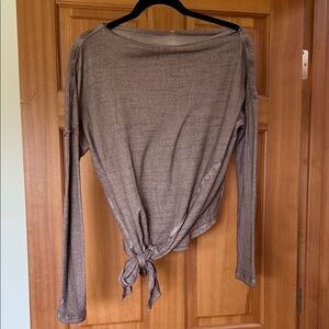 Women's Brown Tie-Front Top